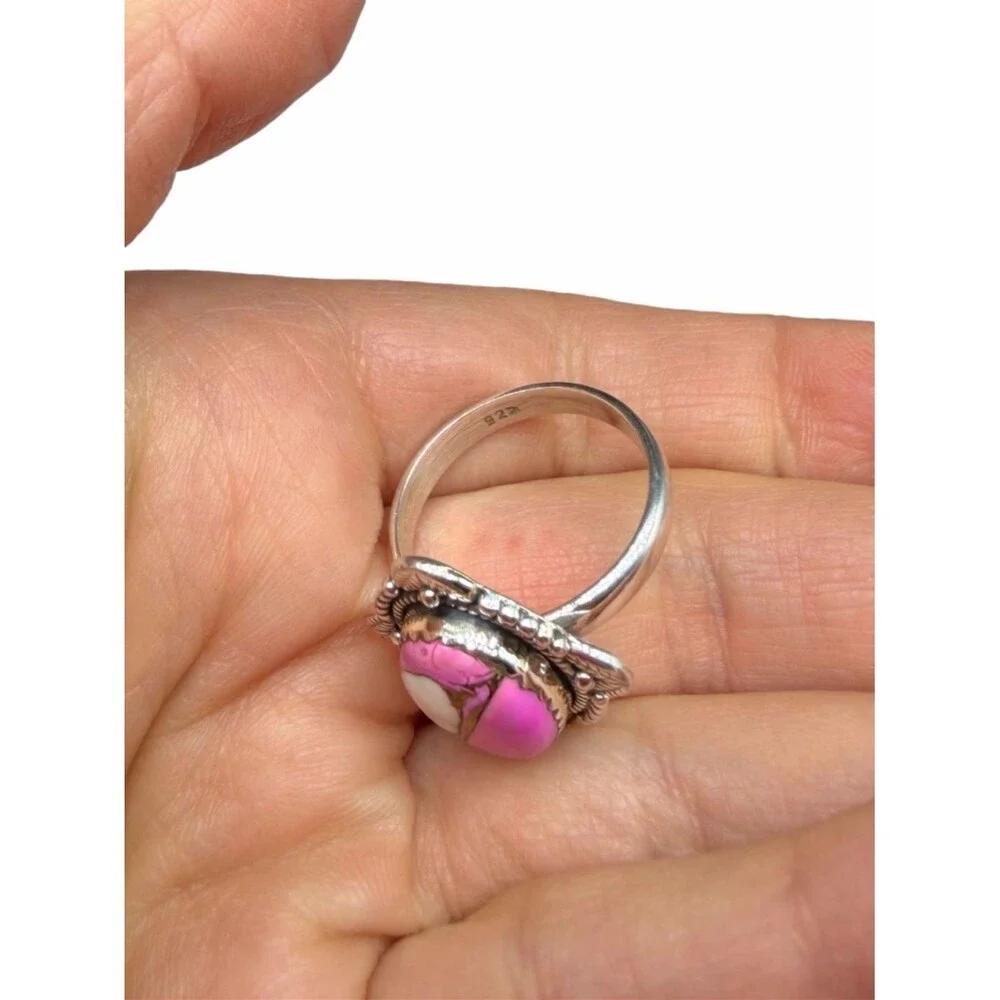 Cotton Candy Kingman Turquoise Ring Adjustable Size 7.5 - 10 925 Sterling Silver